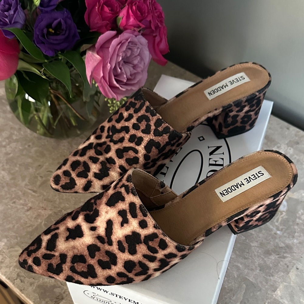 Steve Madden Leopard Print Mules